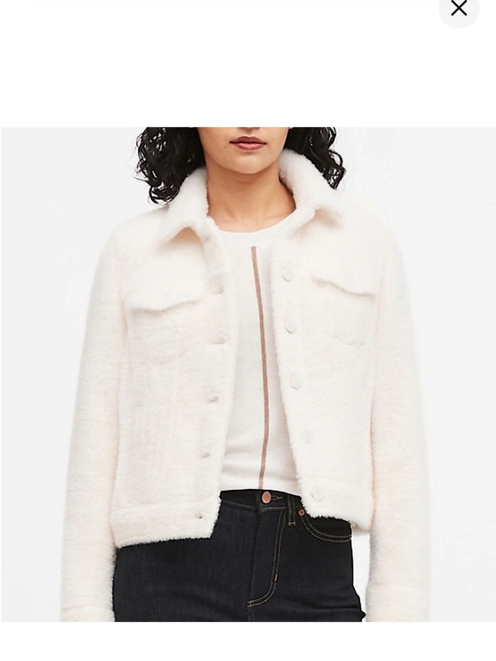Banana Republic Luxurious Fuzzy Cream Faux Fur Trucker Jacket